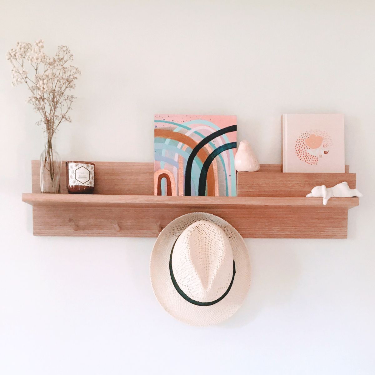 Entryway Shelf with mail holder, coat pegs and magnetic key holders