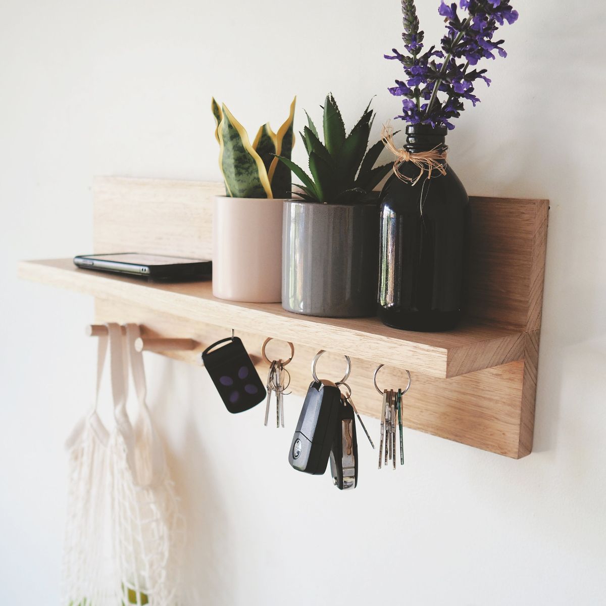 Coat Rack Entryway Shelf With Key Holders