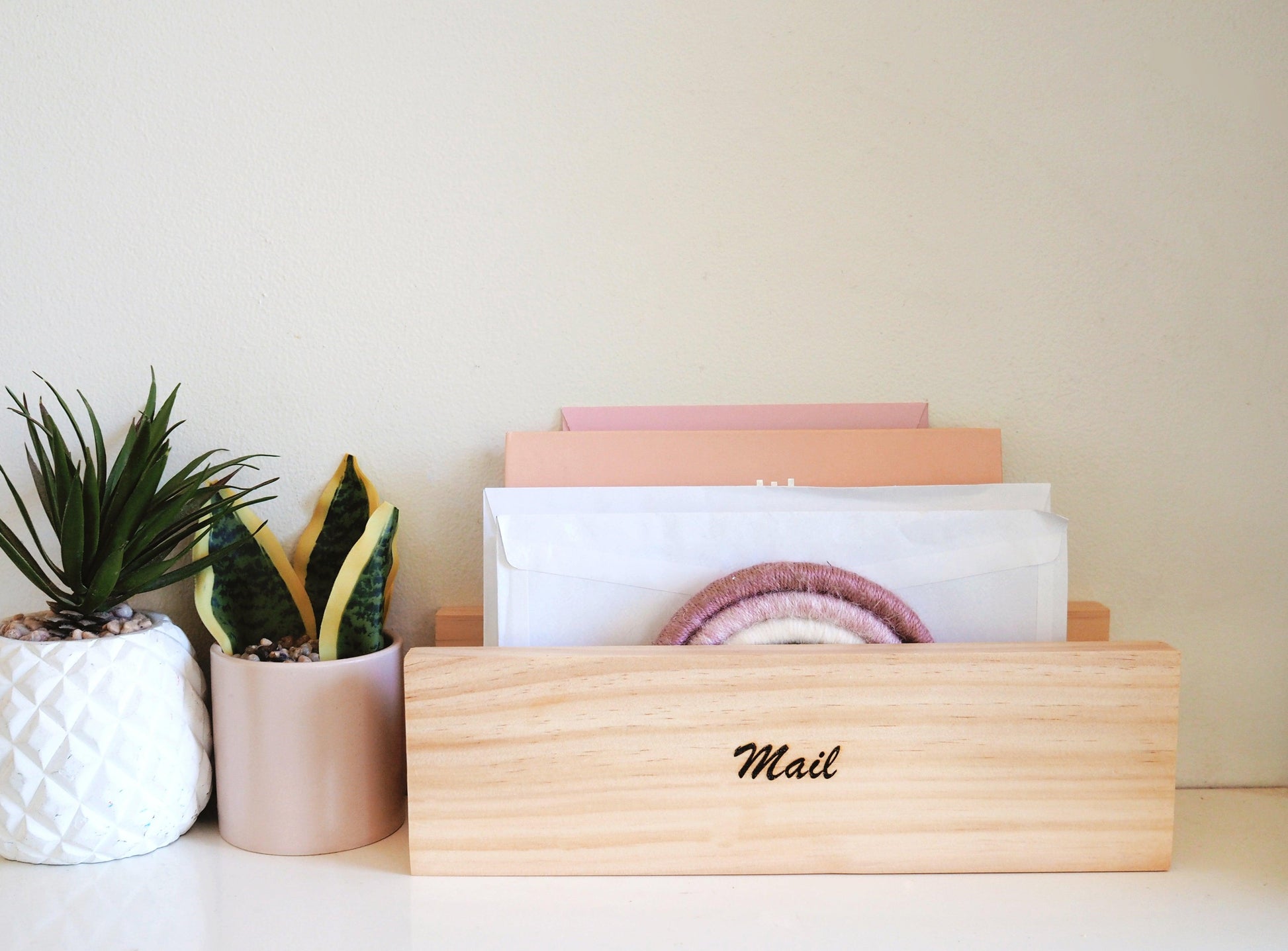 Mail Organiser (Pine) 30cm - Woodyoubuy
