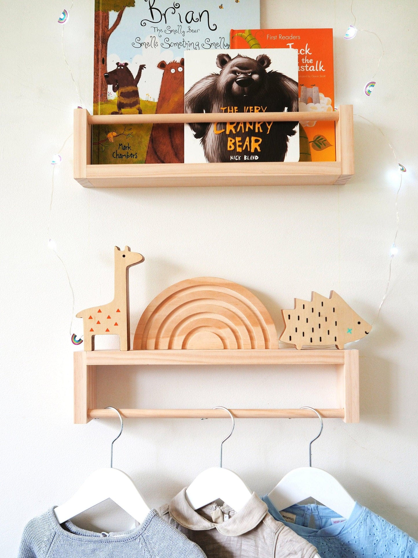 Kids bookshelf and clothes rack set - Woodyoubuy