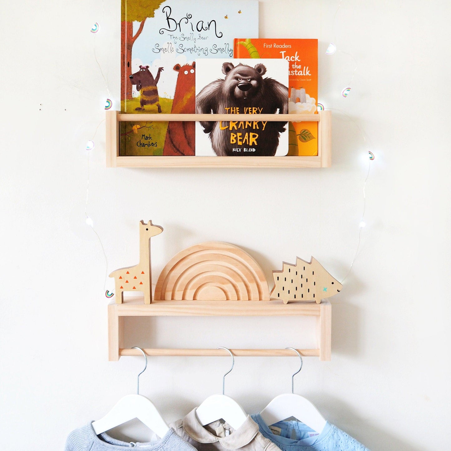 Kids bookshelf and clothes rack set - Woodyoubuy