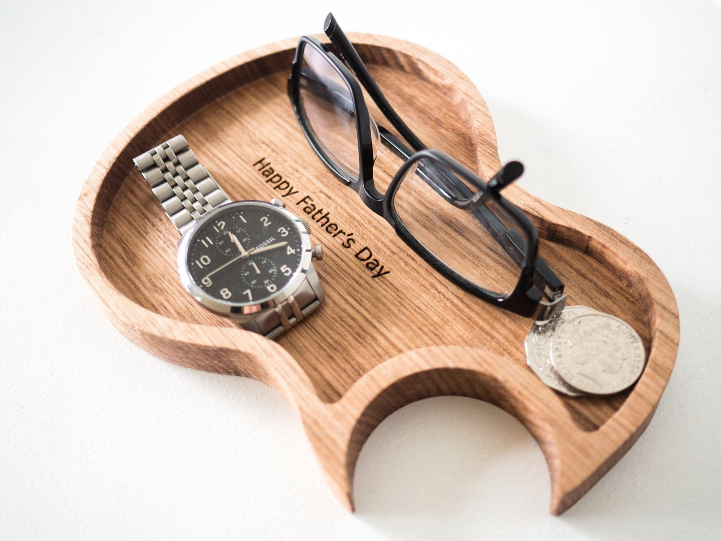 Guitar Catchall Tray (Oak) - Woodyoubuy