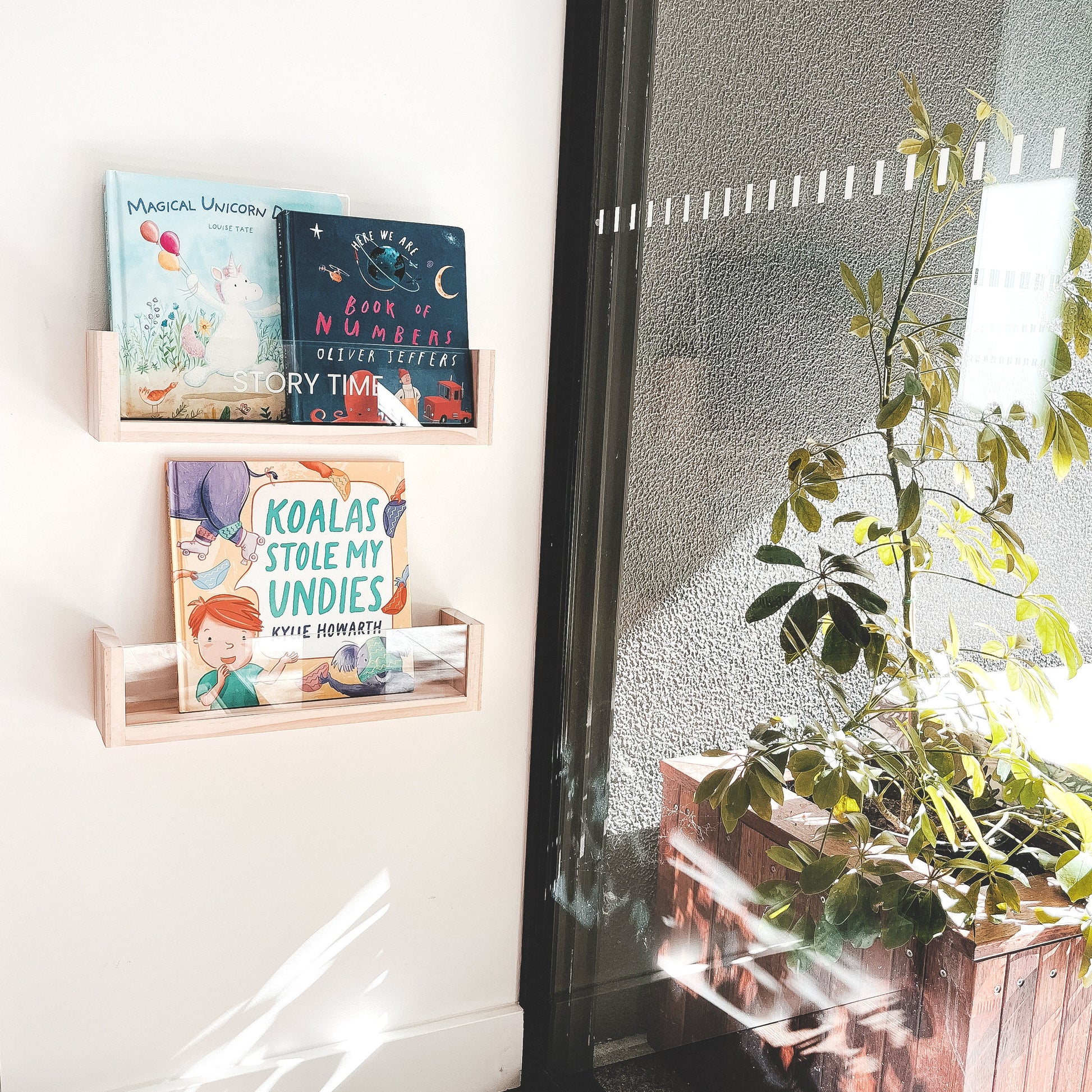 Personalised Clear Acrylic Montessori bookshelf (Deeper Shelf) - Gift for New baby, Acrylic floating bookshelf, toddler bookshelf wall,