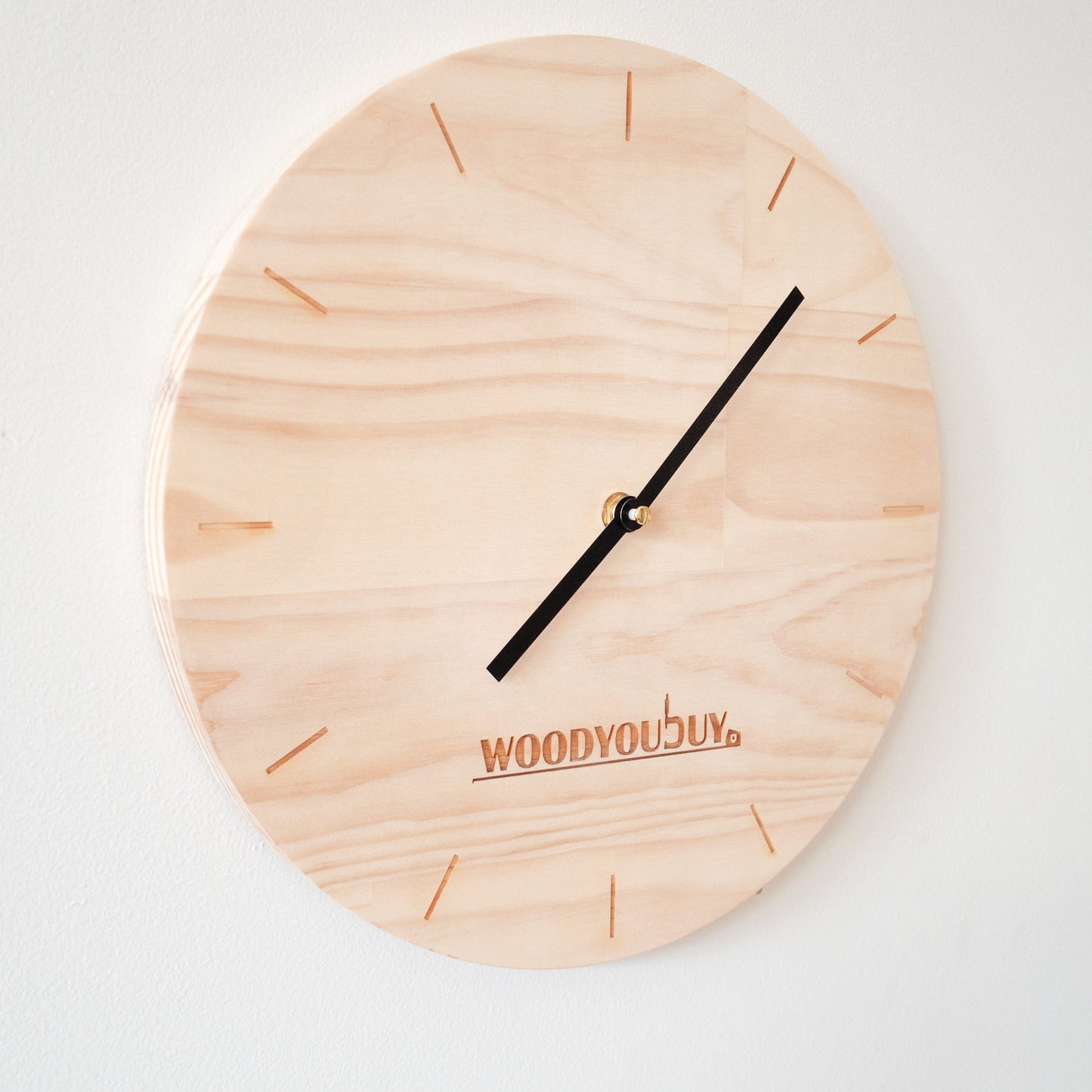 Personalised Wall Clock (Pine Wood) - Wooden Wall Clock, Housewarming Gift, Gift for Mum, Minimalist wooden clock, personalised gift