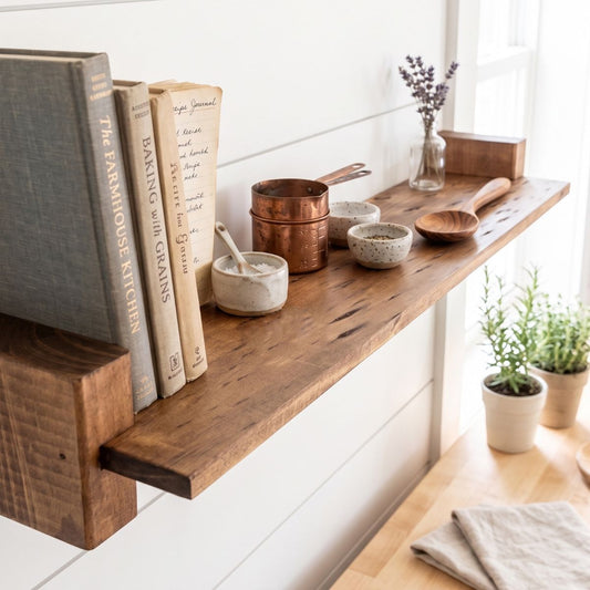 Handcrafted Rustic Timber Shelf (With Chunky Interlocking Wood Brackets)
