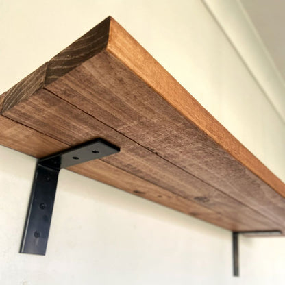 Rustic Pine Floating Shelf – Walnut Brown Chunky Timber Wall Ledge