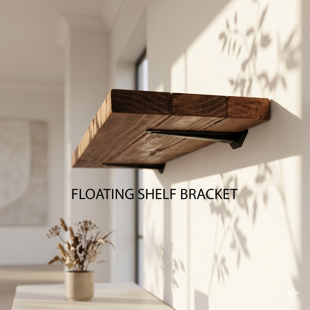 Rustic Pine Floating Shelf – Walnut Brown Chunky Timber Wall Ledge