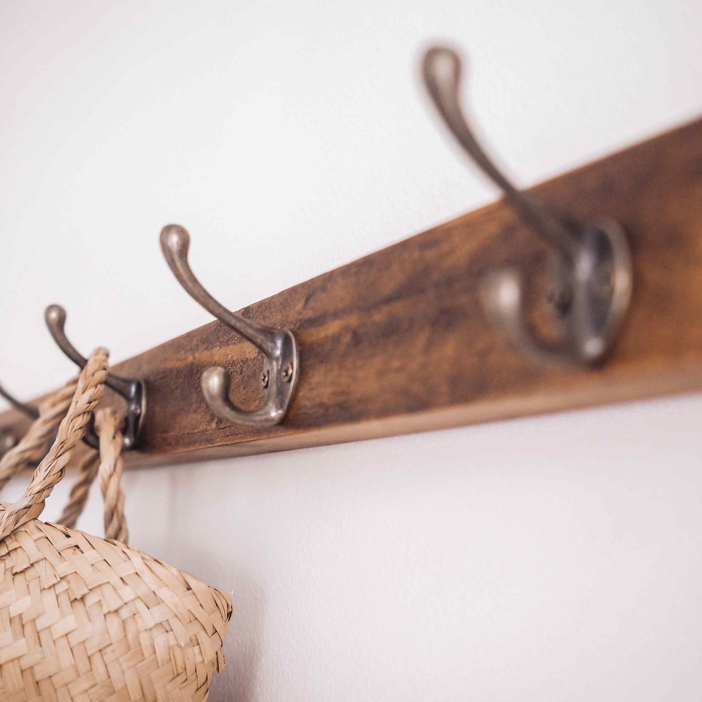 Rustic Wall Coat Rack - Wall Mounted Coat Rack, Vintage Coat Rack, Wall Entryway Coat Peg Rail, Rustic Farmhouse Decor