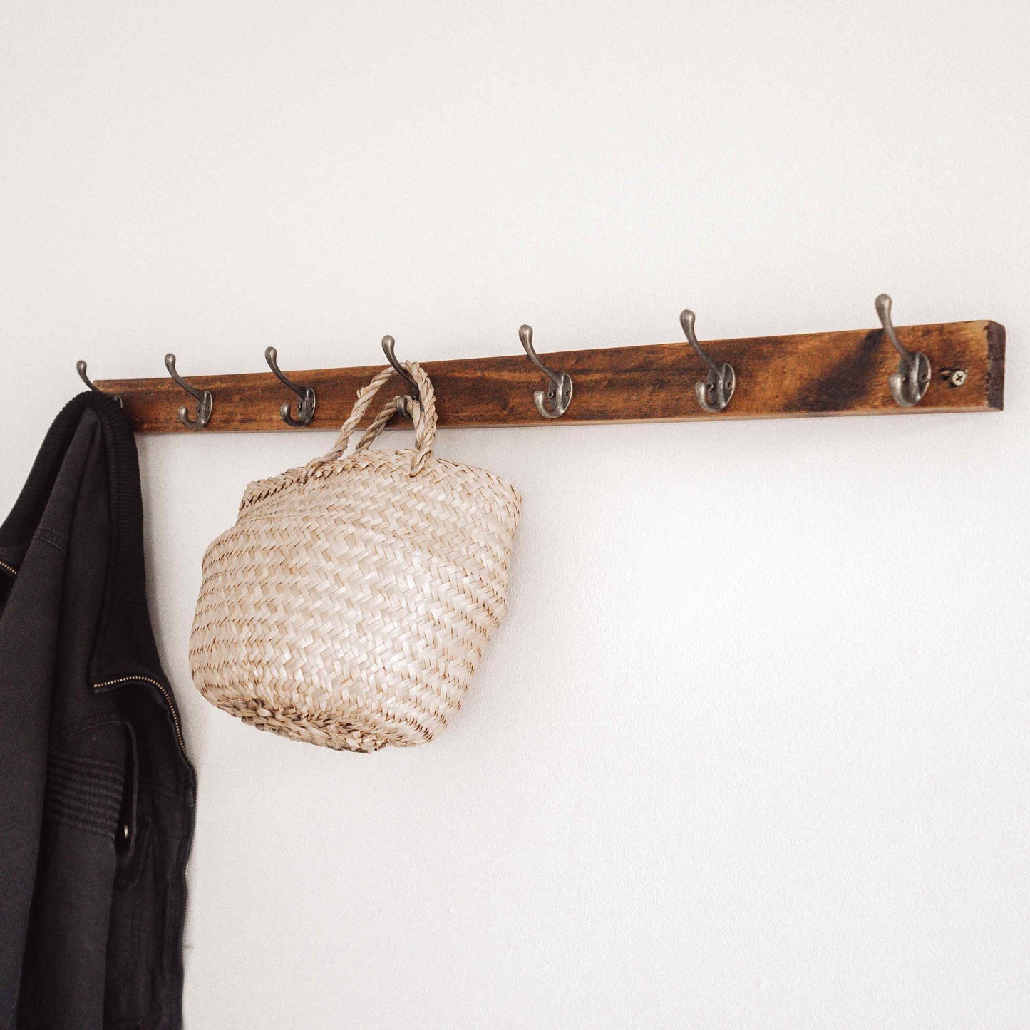 Rustic Wall Coat Rack - Wall Mounted Coat Rack, Vintage Coat Rack, Wall Entryway Coat Peg Rail, Rustic Farmhouse Decor