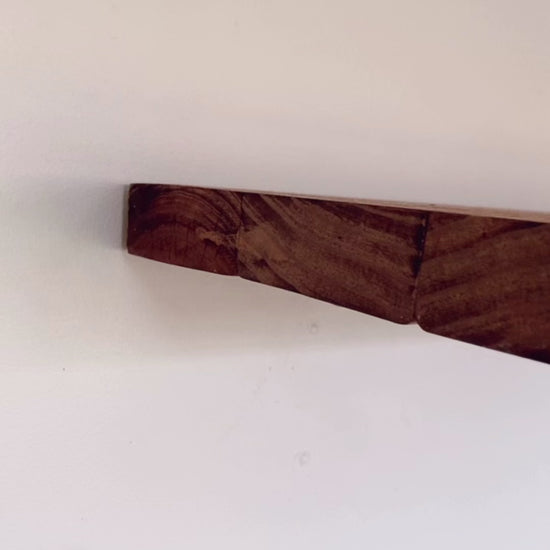 rustic walnut brown floating shelf