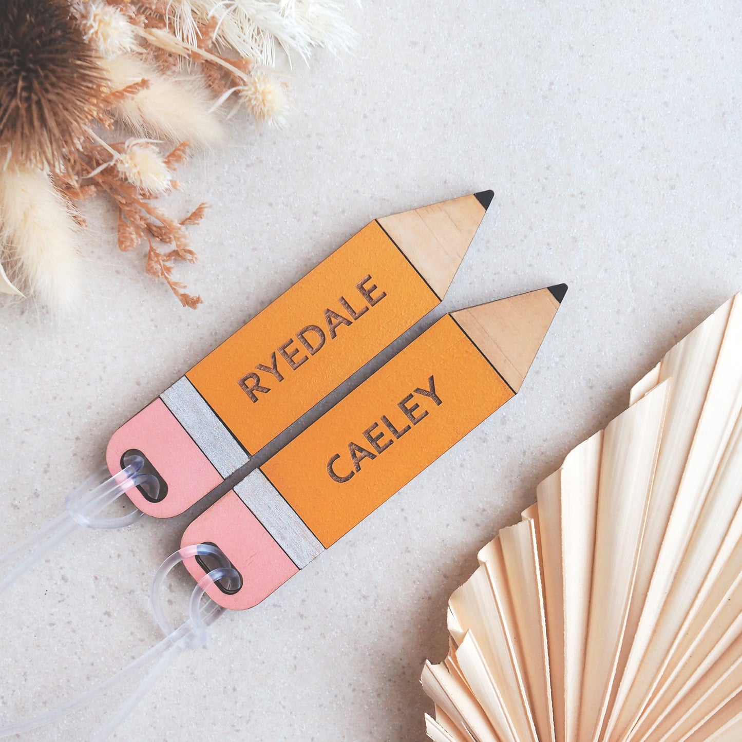 Personalised Wooden Pencil Bag Tag