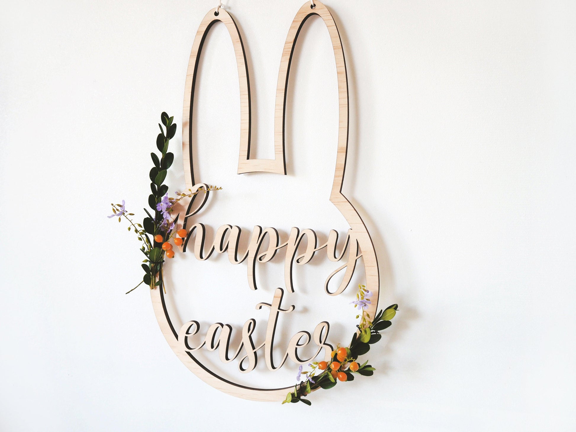 Wooden Easter Bunny Door Wreath - Woodyoubuy