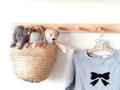 Kids Peg Rail (Pine) Natural Wood Colour - Woodyoubuy