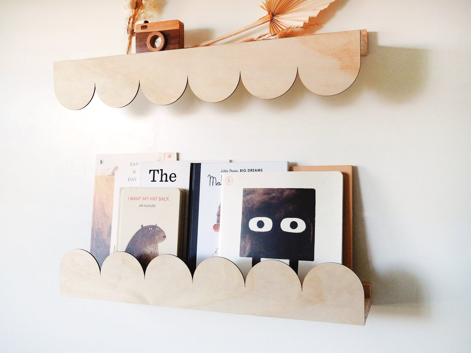 Kids bookshelf And Ledge Combo (Arch and Scallop) - Nursery Bookshelf, Wooden Bookshelf, Floating bookshelves, Picture Ledge, Nursery Decor