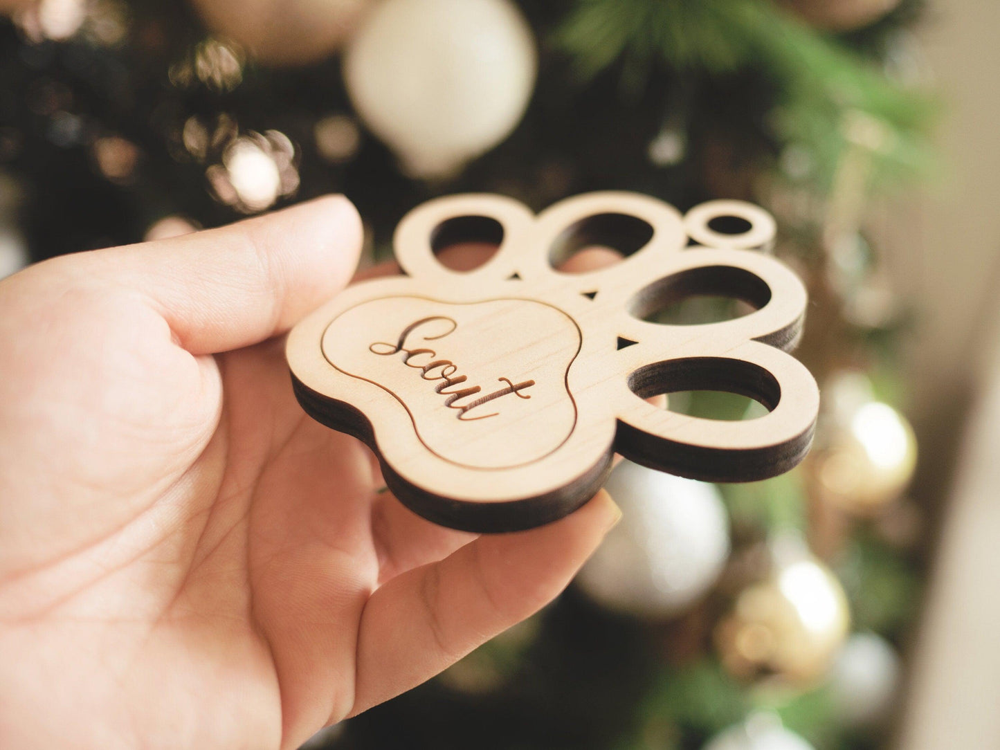 Personalised Dog Paw Hanging Ornament - Woodyoubuy