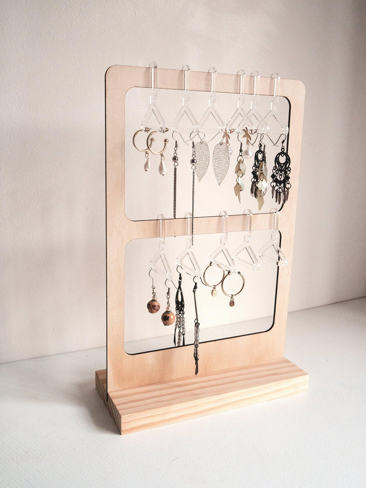 Two-Tier Earring Rack with Coat Hangers - Woodyoubuy