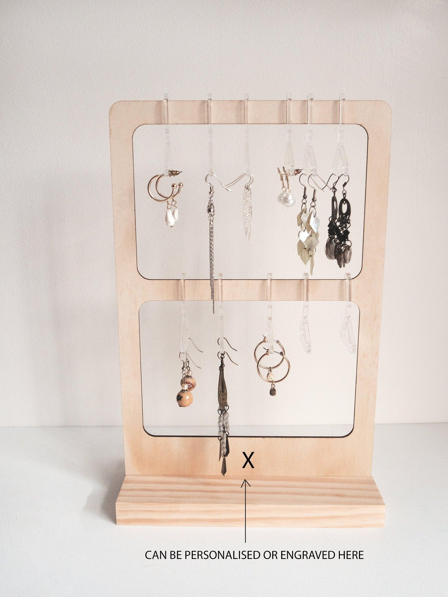 Two-Tier Earring Rack with Coat Hangers - Woodyoubuy