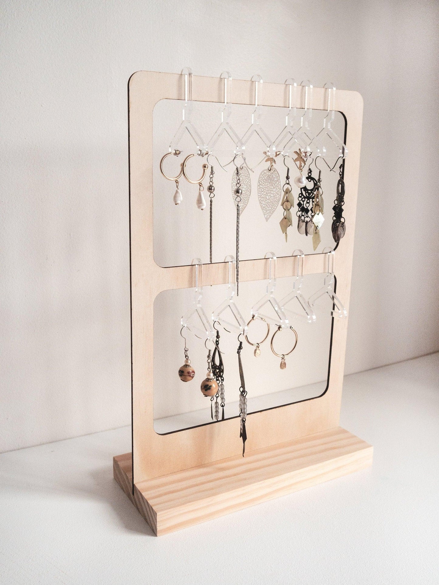 Two-Tier Earring Rack with Coat Hangers - Woodyoubuy