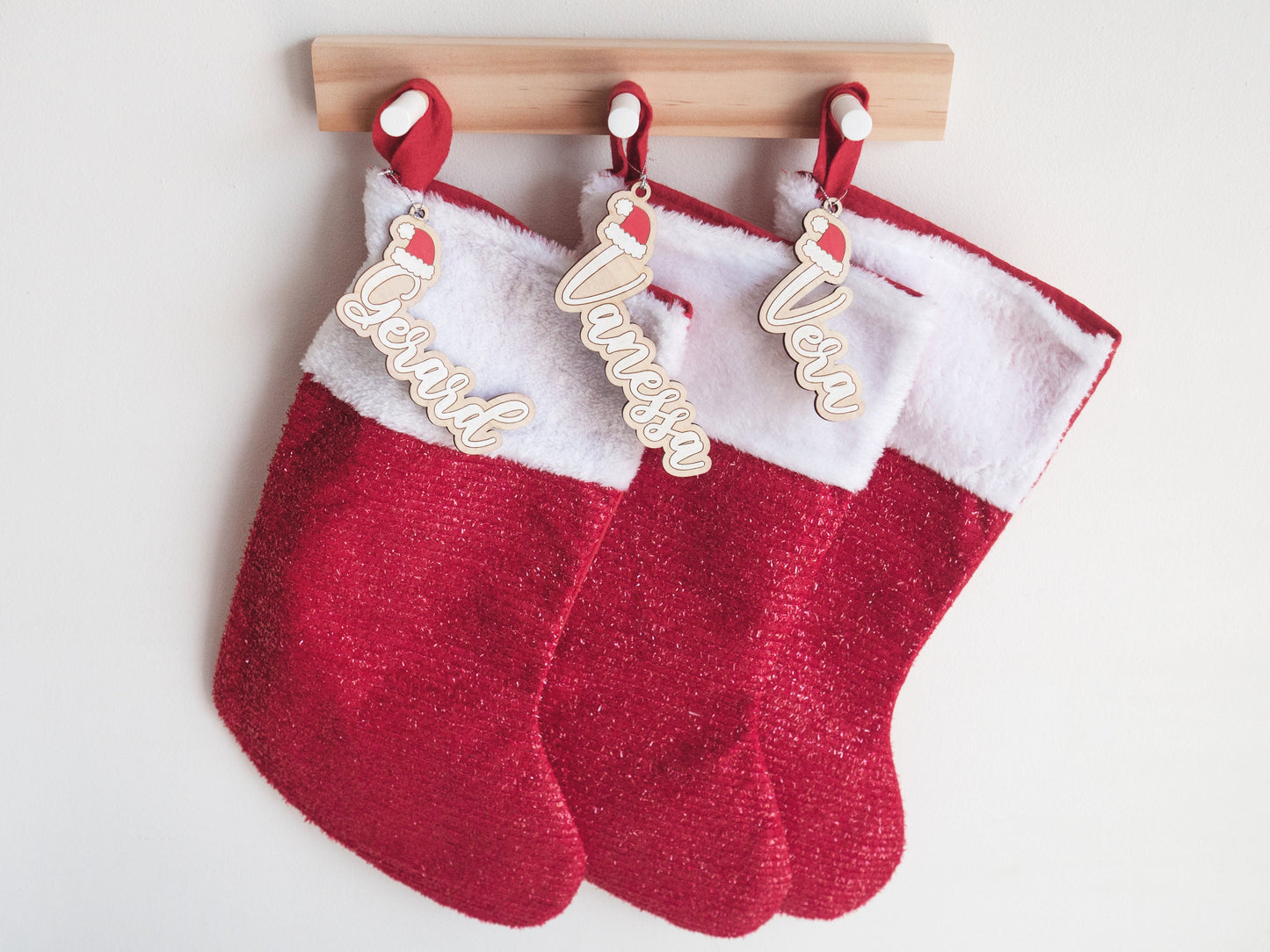 Stocking Name Tag (Santa Hat Design - No stocking inc, 1 piece) - Personalised Christmas Stocking Tag, Christmas Tags, Stocking Name Tags