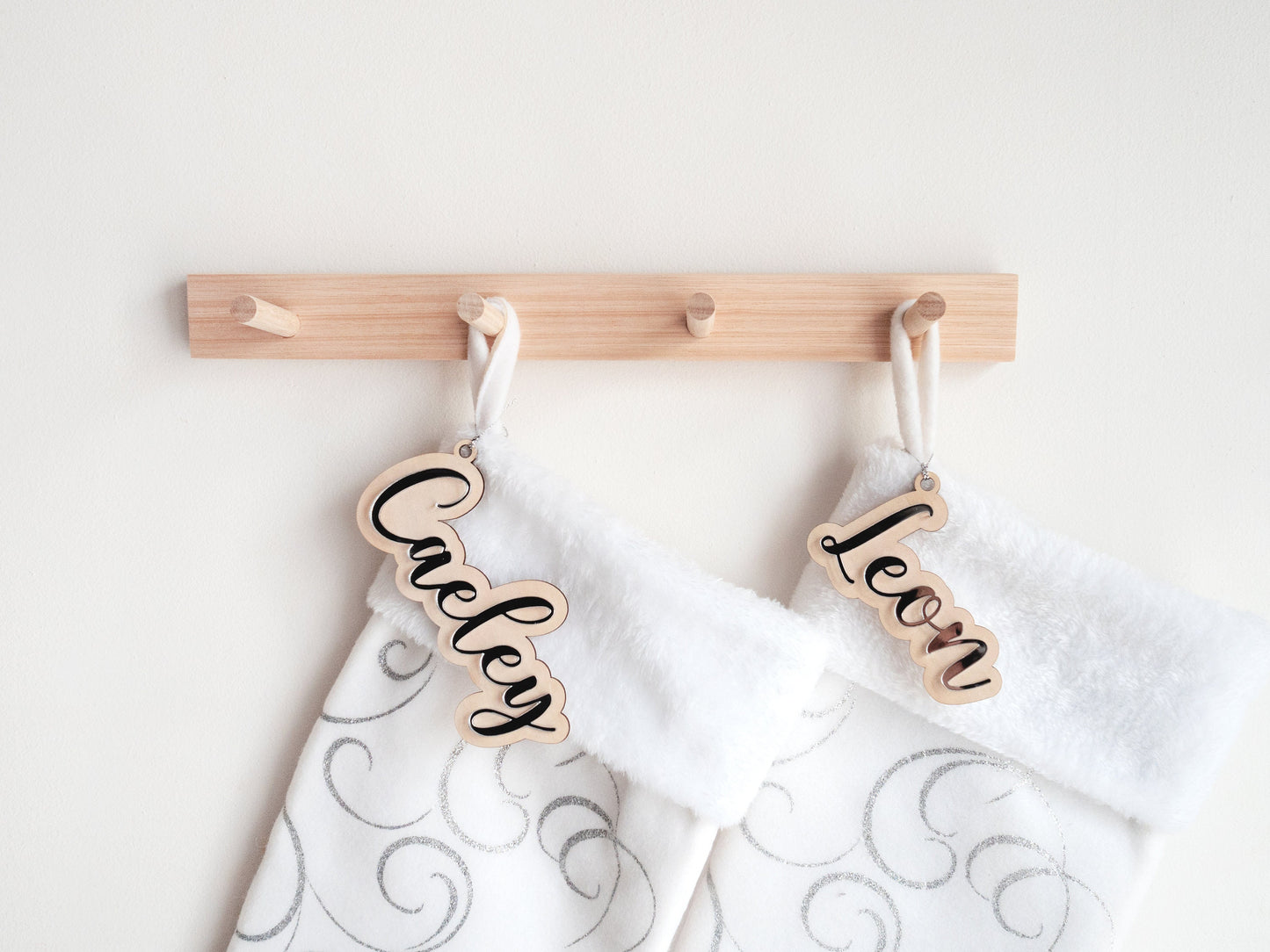 Stocking Name Tags (Double-Layered - No stocking inc, 1 piece) - Personalised Christmas Stocking Tag, Christmas Tags, Stocking Name Tags