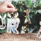 Initial Christmas Tree Ornament (Reindeer) - Letter Christmas Ornament, Reindeer Ornament, Reindeer Christmas Ornament