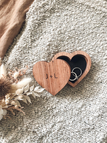 Heart Shaped Box (Oak Wood) - heart wooden ring box, wedding ring box, jewellery box, Valentines Day Gift, Wedding Ring Holder, Gift for her