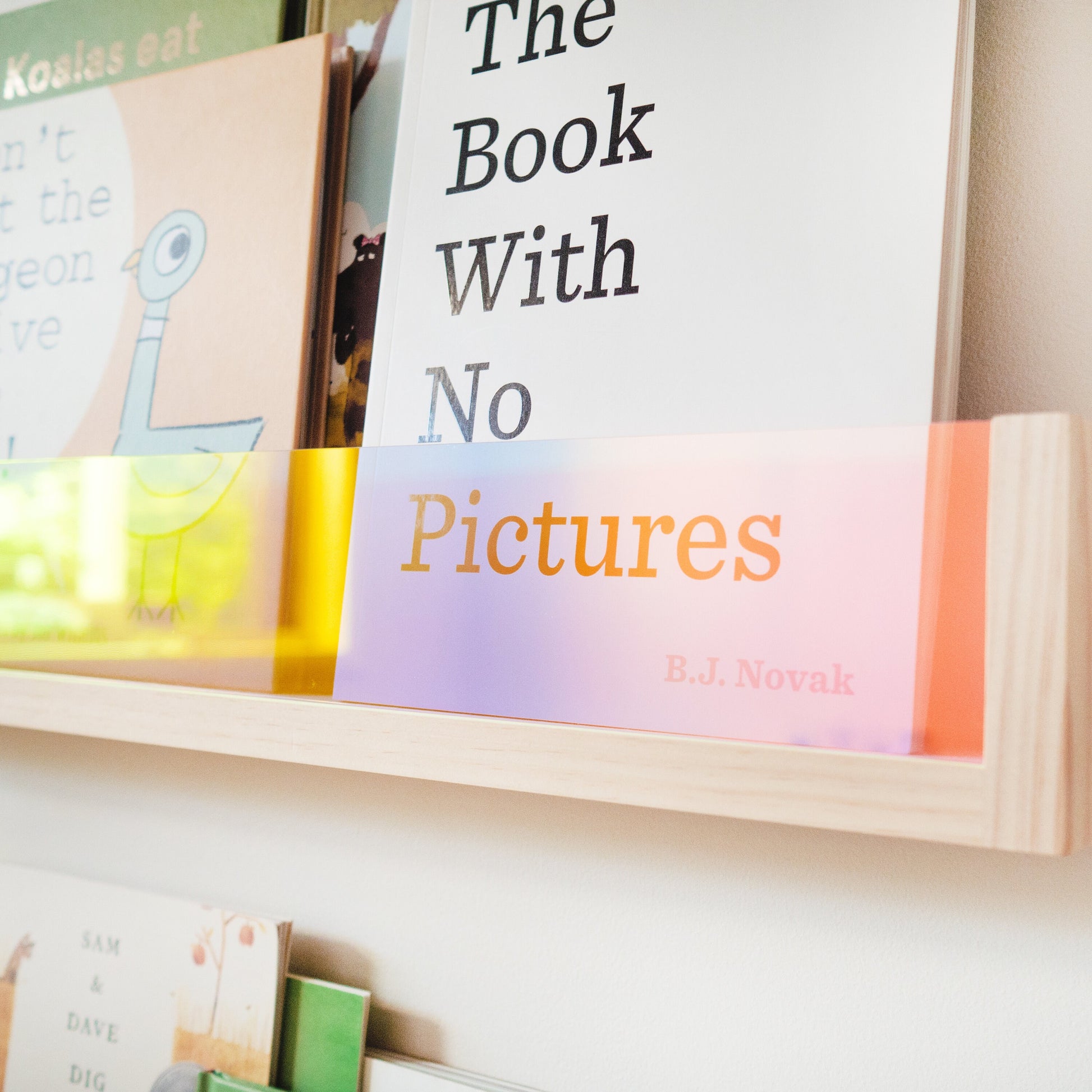 Rainbow Acrylic Bookshelf ( Iridescent Acrylic) - wall mounted colourful Bookshelf, Iridescent Wall Shelf, Rainbow Montessori Kids Bookshelf
