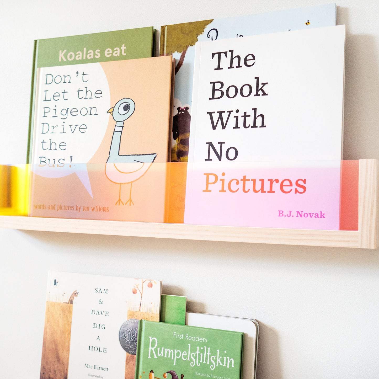 Rainbow Acrylic Bookshelf ( Iridescent Acrylic) - wall mounted colourful Bookshelf, Iridescent Wall Shelf, Rainbow Montessori Kids Bookshelf