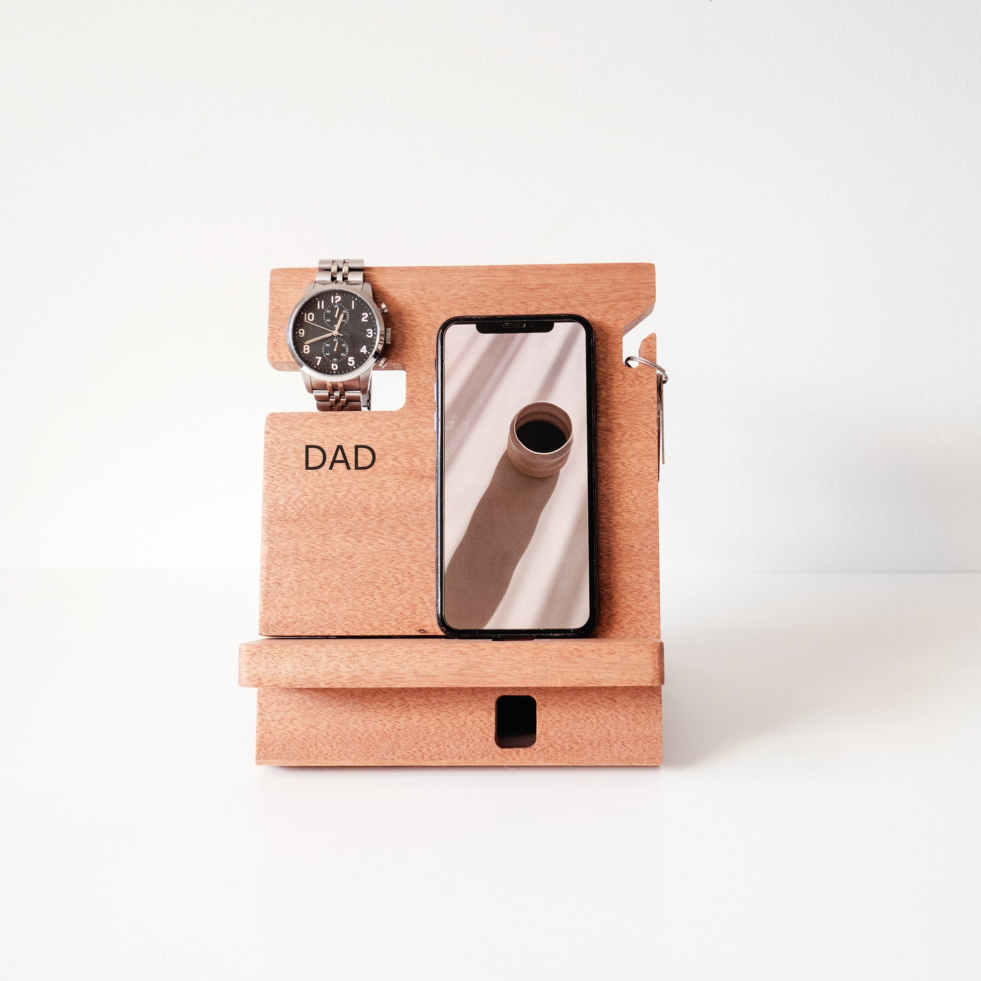 Father's Day Gift - Phone Docking Station for men, Personalised docking station, Gift for Him, Birthday Gift, Wooden Anniversary Gift