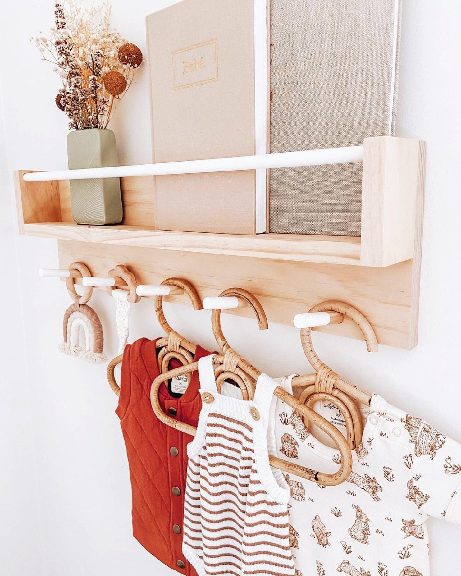 Kids Bookshelf and Coat Rack Combo (Pine) White - Woodyoubuy